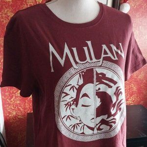Official DISNEY Woman Maroon Top Mulan Warrior Short Sleeve Size M T-shirt - NWT